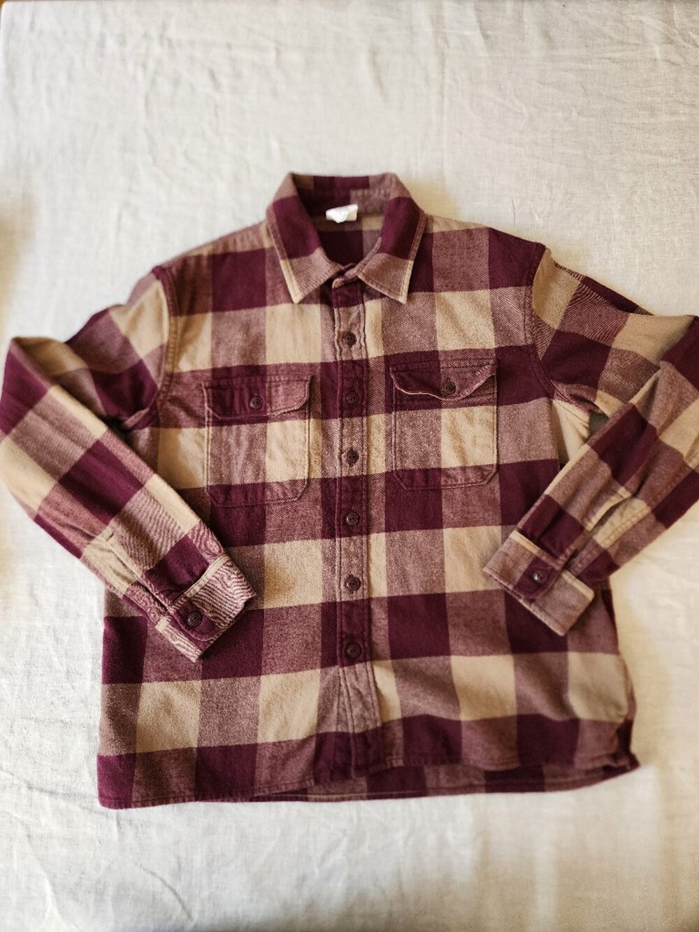 Gap Kids Organic Cotton Flannel Shirt Burgundy Plaid XL (14-16)